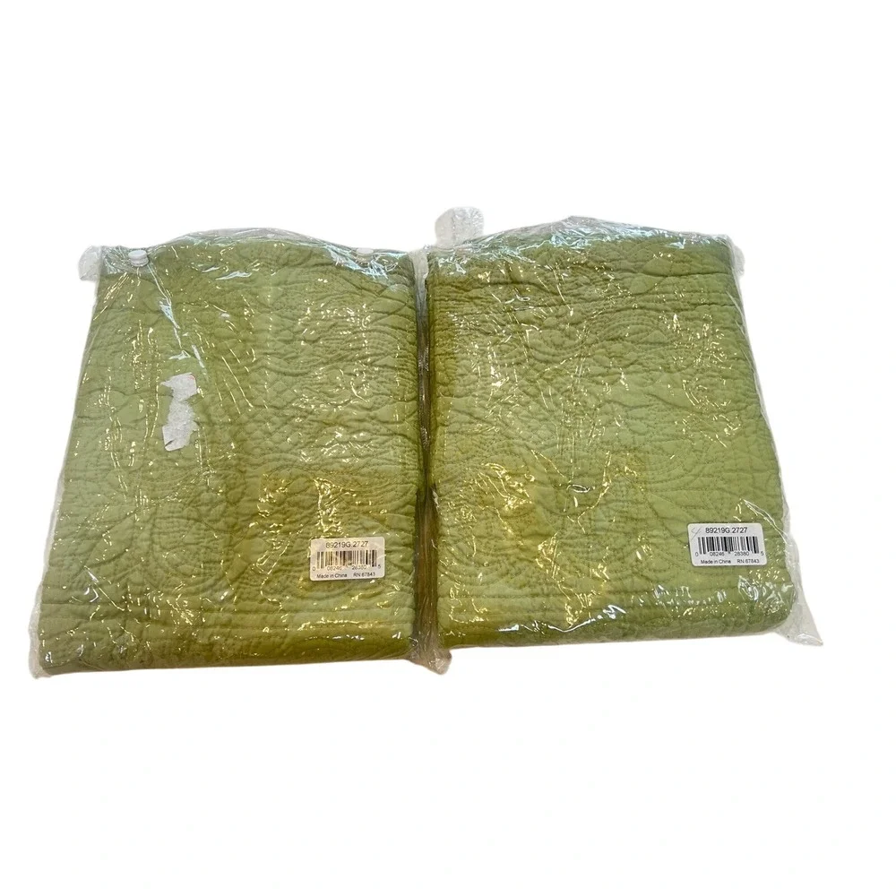 C&F Enterprises Euro Sham Pillow‎ Cover Light Green Textured Quilted Set of 2